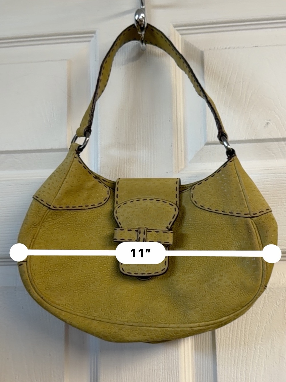 Prada Vintage Olive Green Textured Leather Shoulder Bag Y2K - Picture 5 of 12